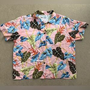 Pink floral vacation shirt